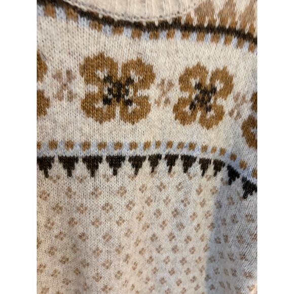 American Eagle Fair Isle Sweater Dress Cream Brown Cozy Size S - Picture 7 of 8